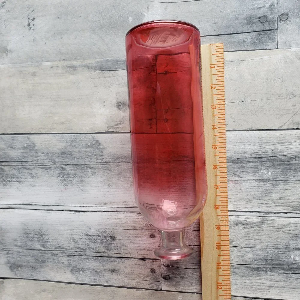Ombre Red/Pink Glass Bottle Vase